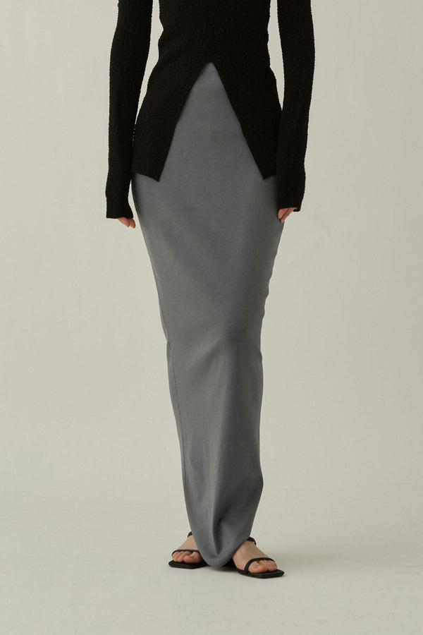 Swaying/knit after a split silk long skirt SW23SS3B17 watt gray